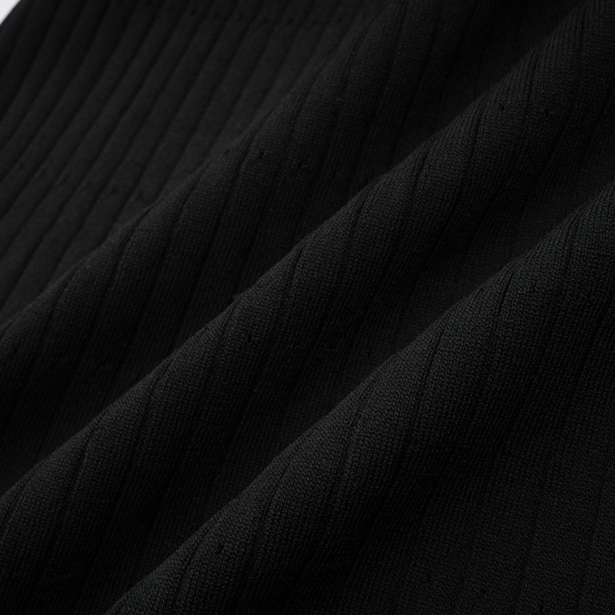 Mabel Midi Dress Black Knit Ruffled Neck Pockets ALine