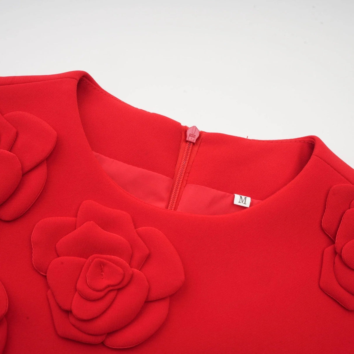 Mackenzie Mini Dress Red Floral Appliqu Short Sleeve Thigh Length