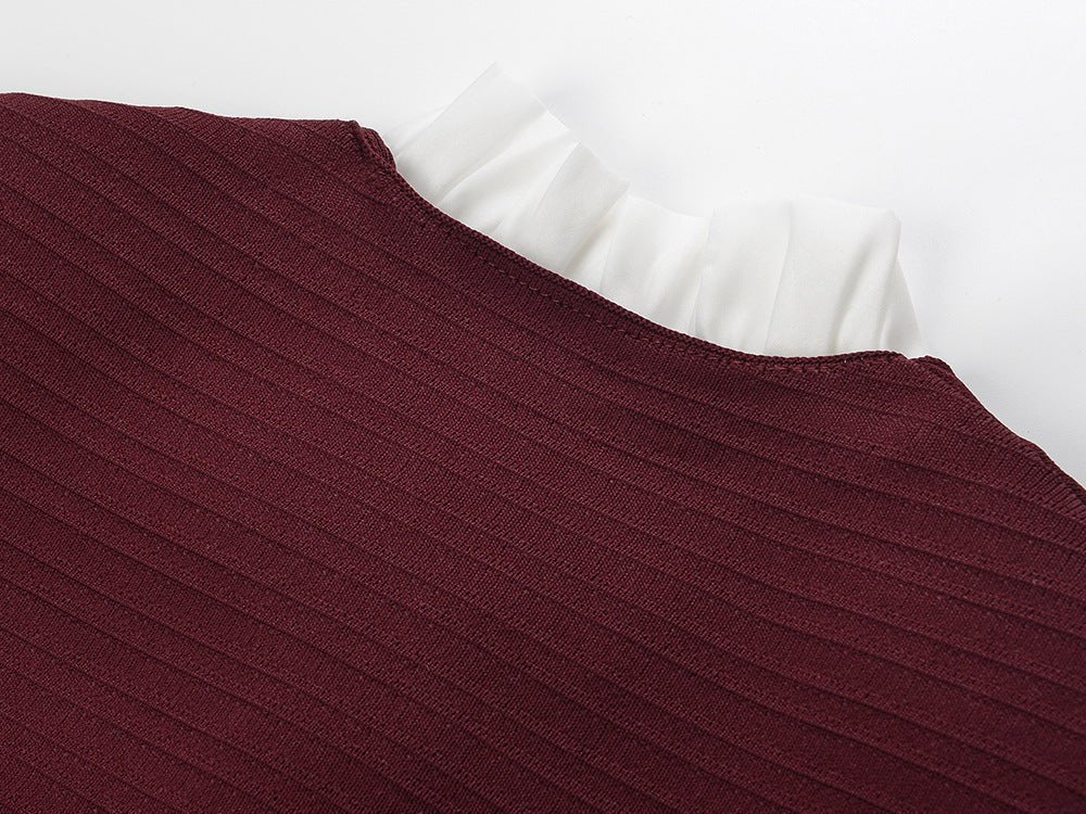 Macy Blouse - Cropped Tailored Silhouette - Ruffled Front Detail - Rich - Fitted Structure - Button Accents