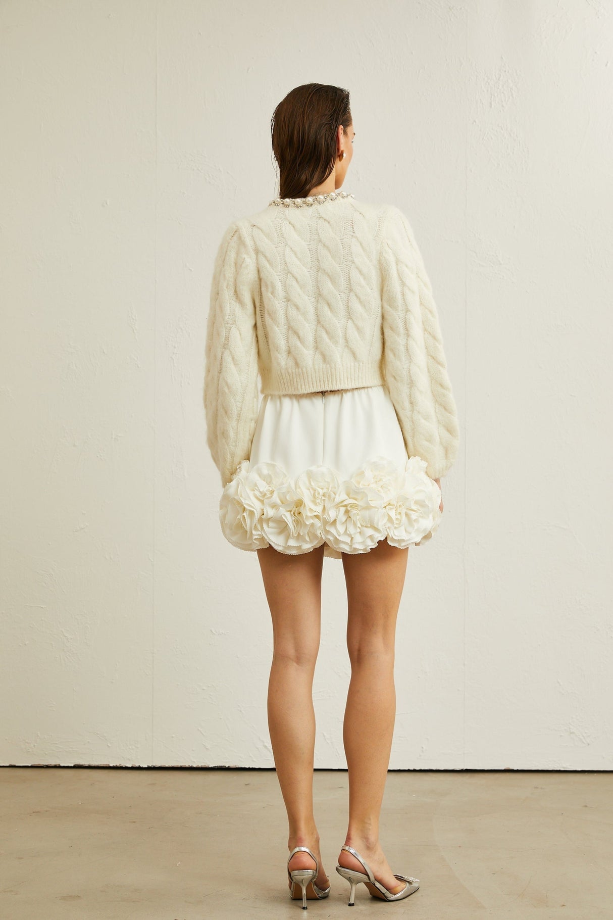 Macy Jacket White Faux Pearl Knit