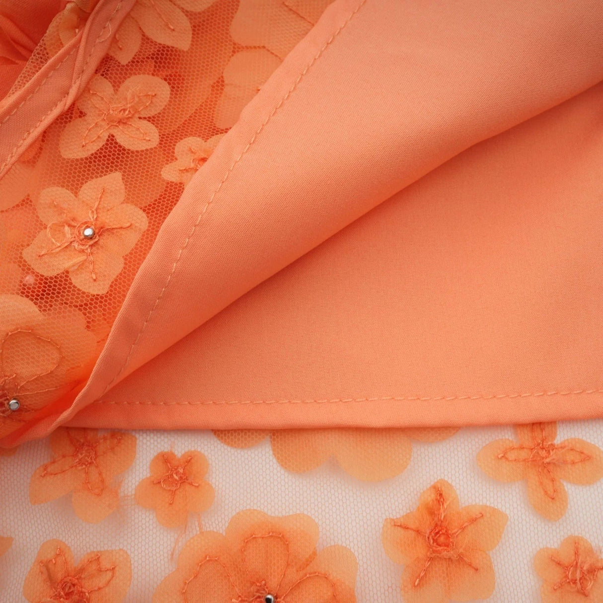 Macy Mini Dress Orange 3D Petal Bead Embellished Keyhole Mini - Length