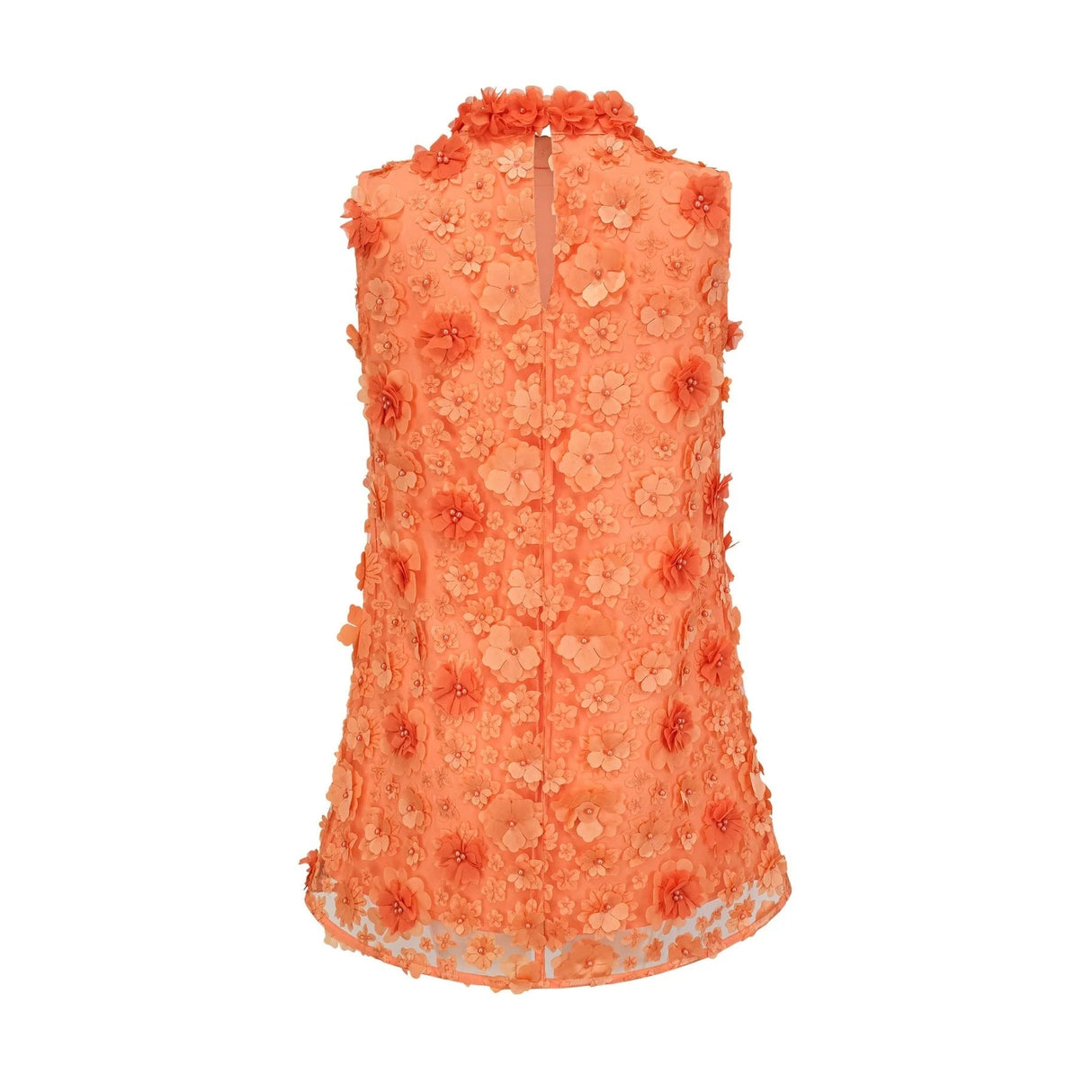 Macy Mini Dress Orange 3D Petal Bead Embellished Keyhole Mini - Length