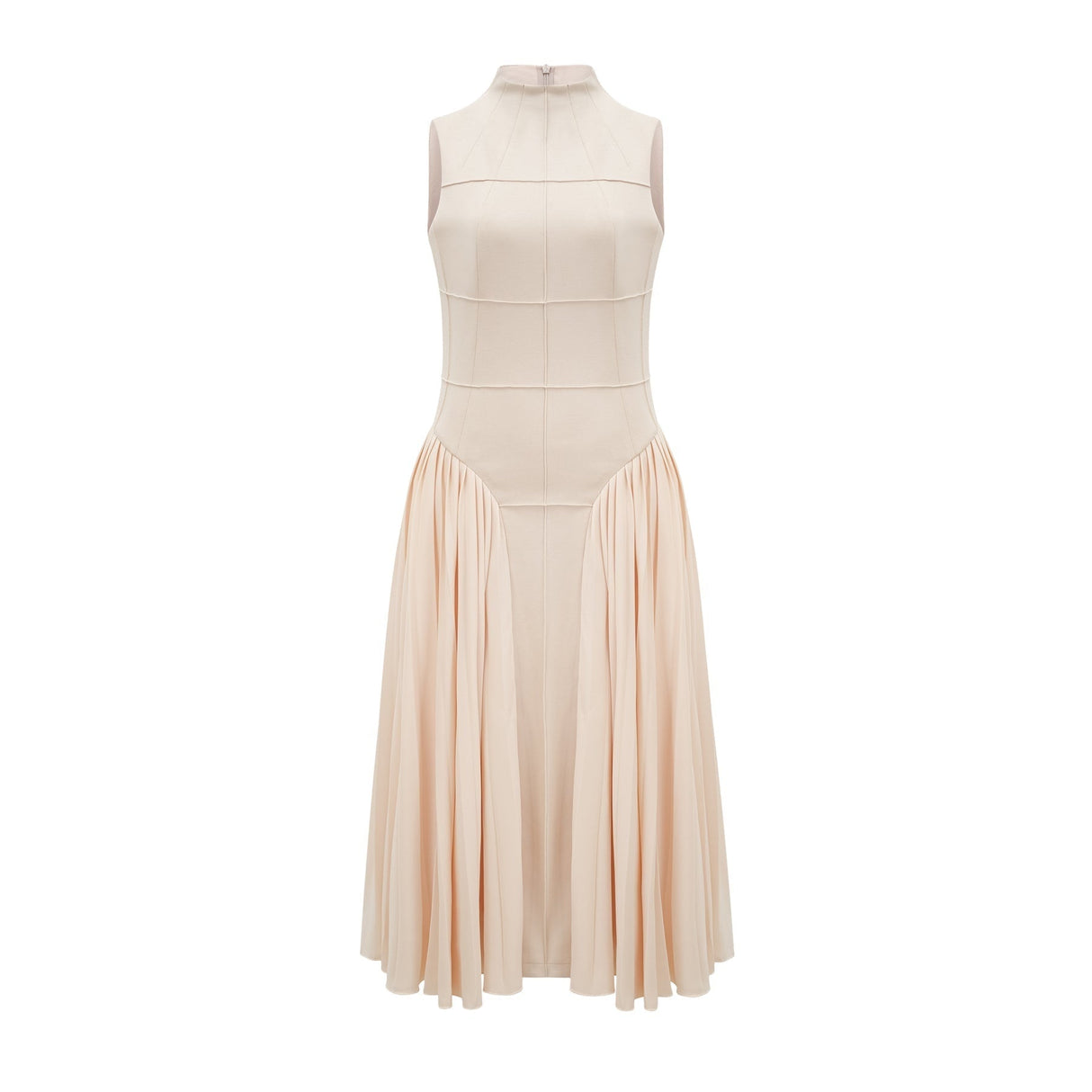 Madalynn Sleeveless Mock Neck Pleated Knitted Midi Dress