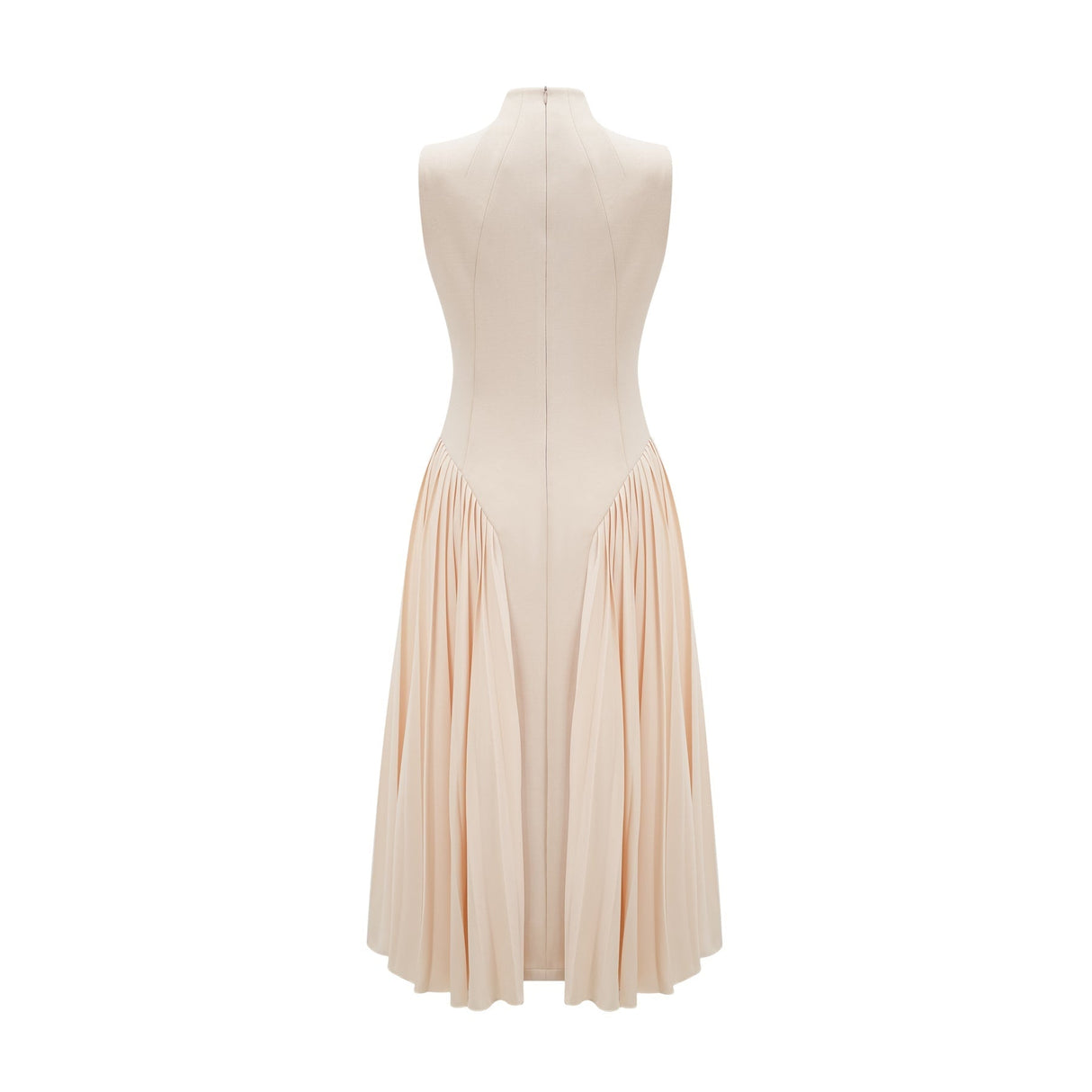 Madalynn Sleeveless Mock Neck Pleated Knitted Midi Dress