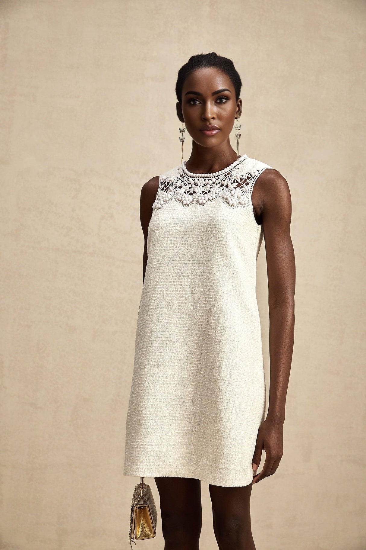 Madeline Mini Dress Madeline White Embroidered Cut Out Beaded