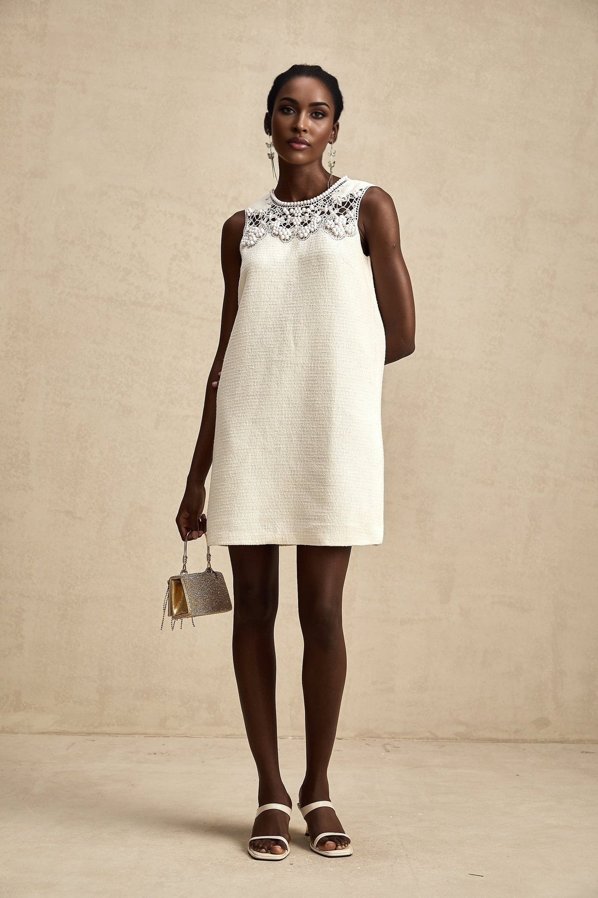 Madeline Mini Dress Madeline White Embroidered Cut Out Beaded