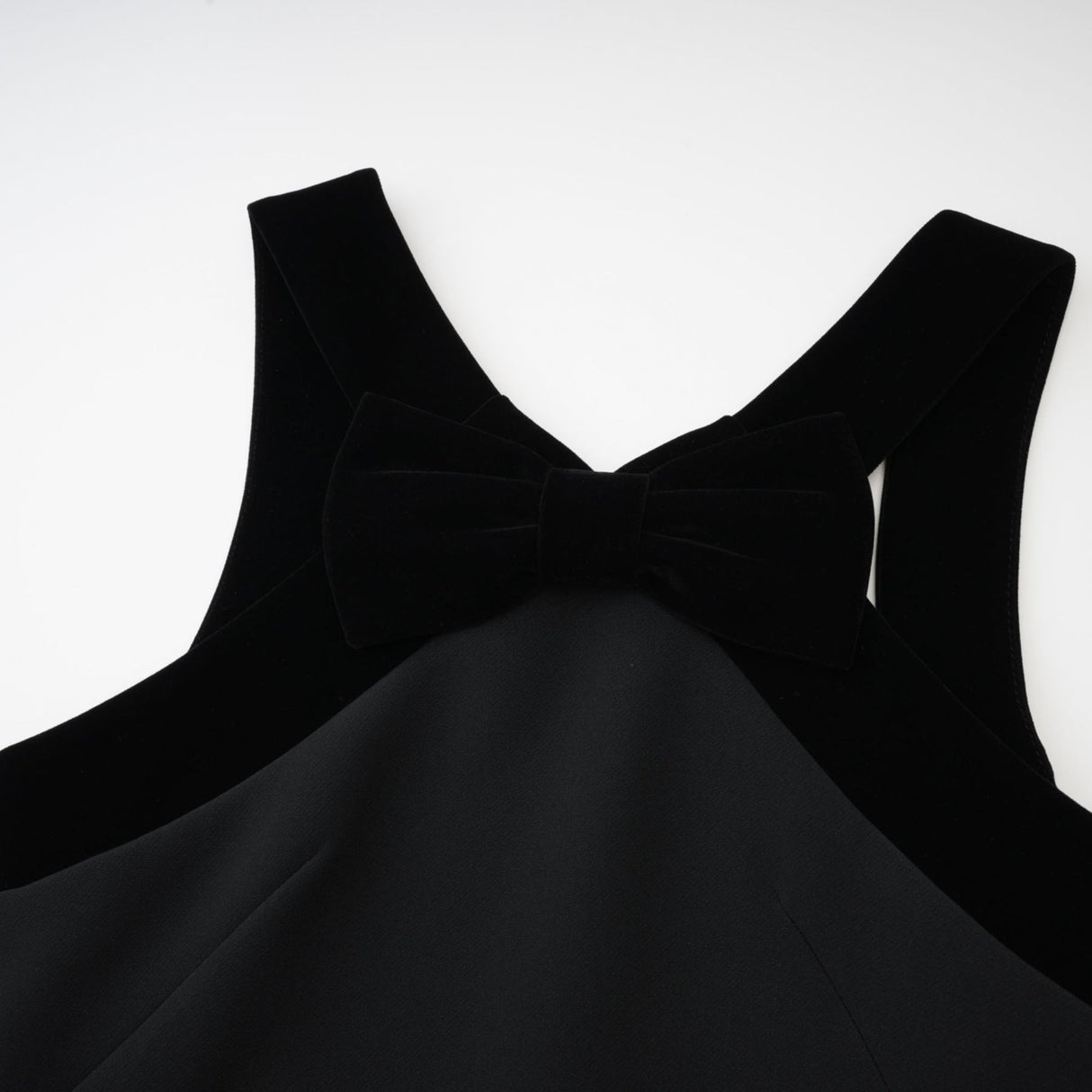 Madelyn Mini Dress Black Wool Velvet Bow Low Back