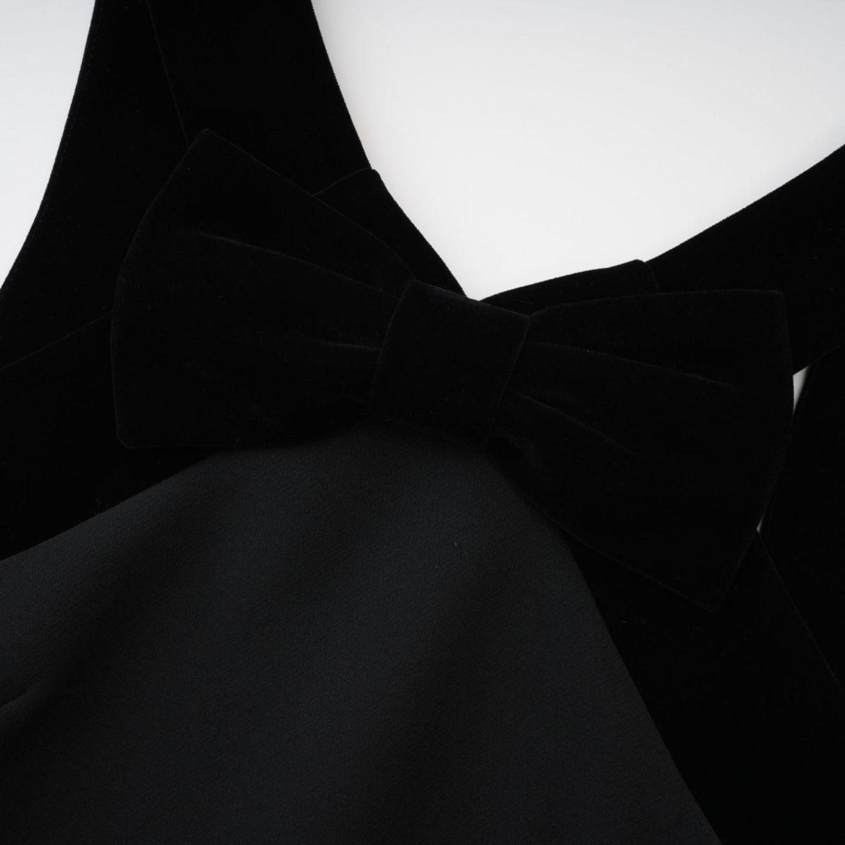 Madelyn Mini Dress Black Wool Velvet Bow Low Back