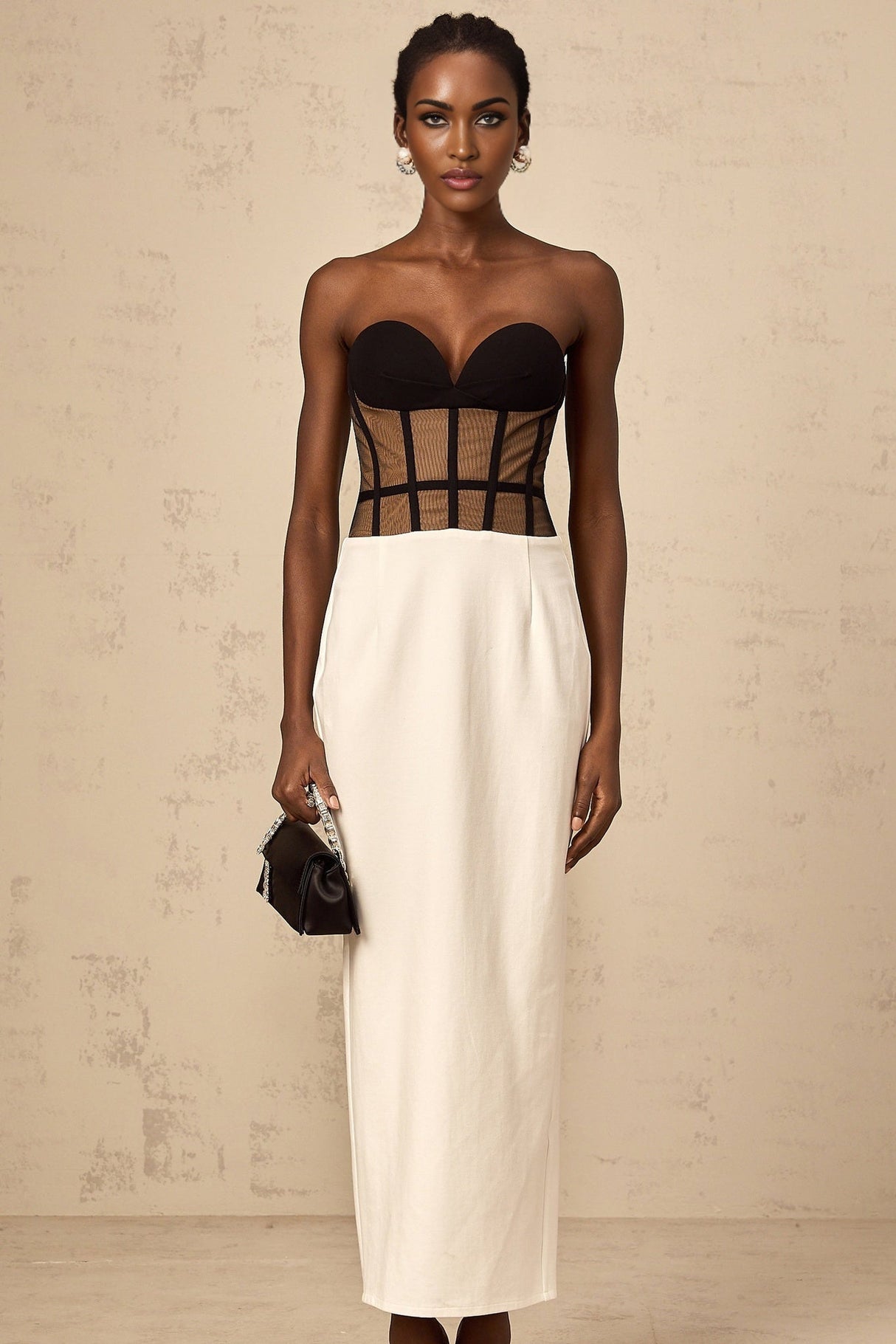 Madelyn Strapless Maxi Dress with Sweetheart Neck and Corset Styling