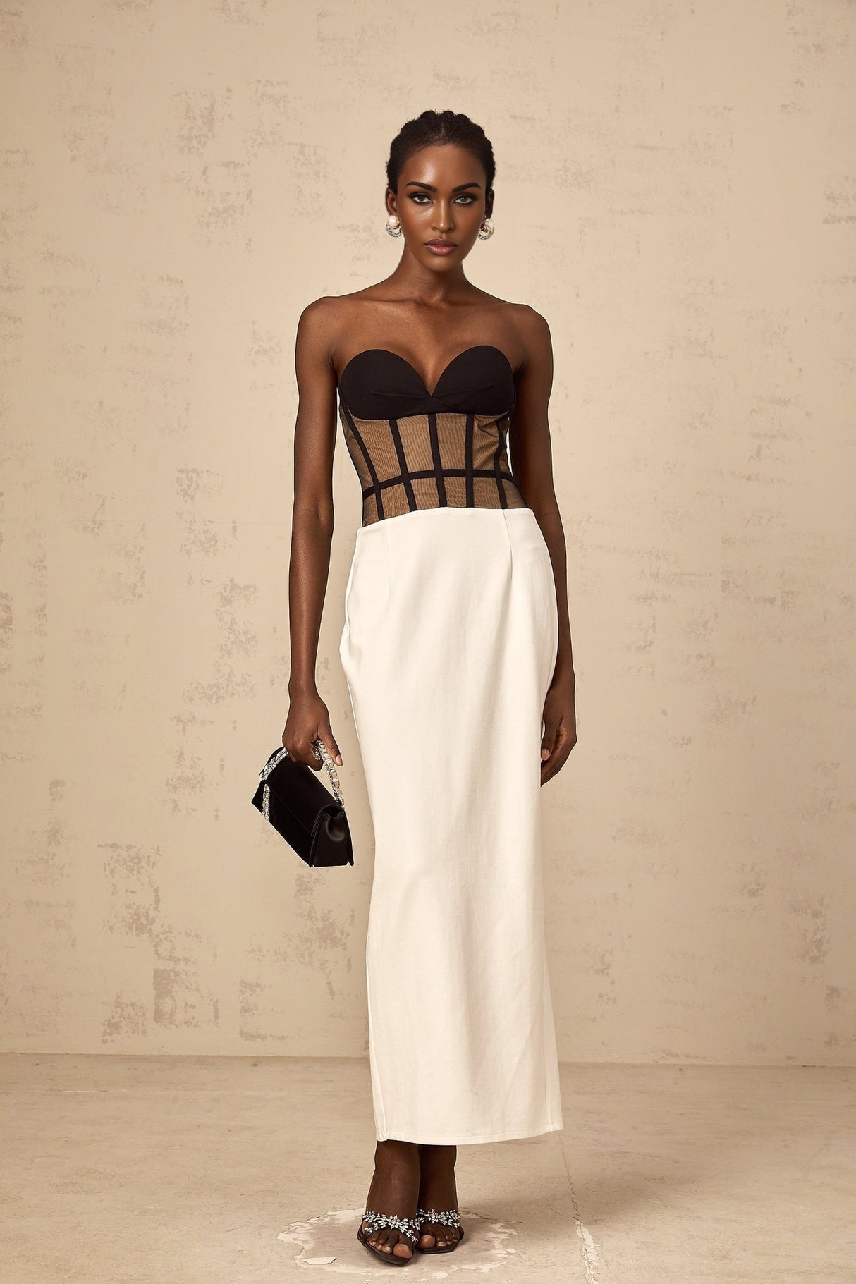 Madelyn Strapless Maxi Dress with Sweetheart Neck and Corset Styling