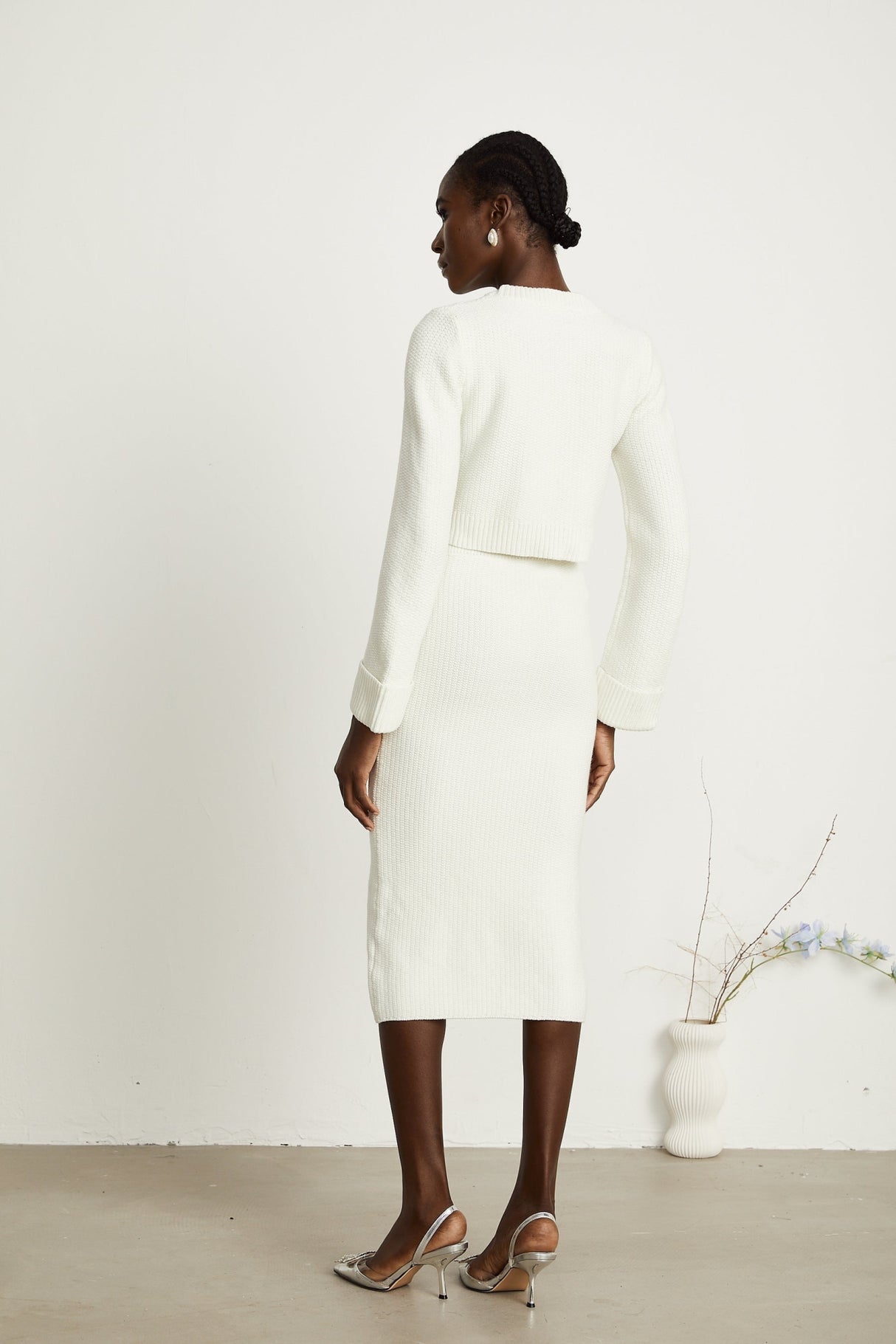 Madisyn Cardigan & Skirt Crystal Button Knit Set