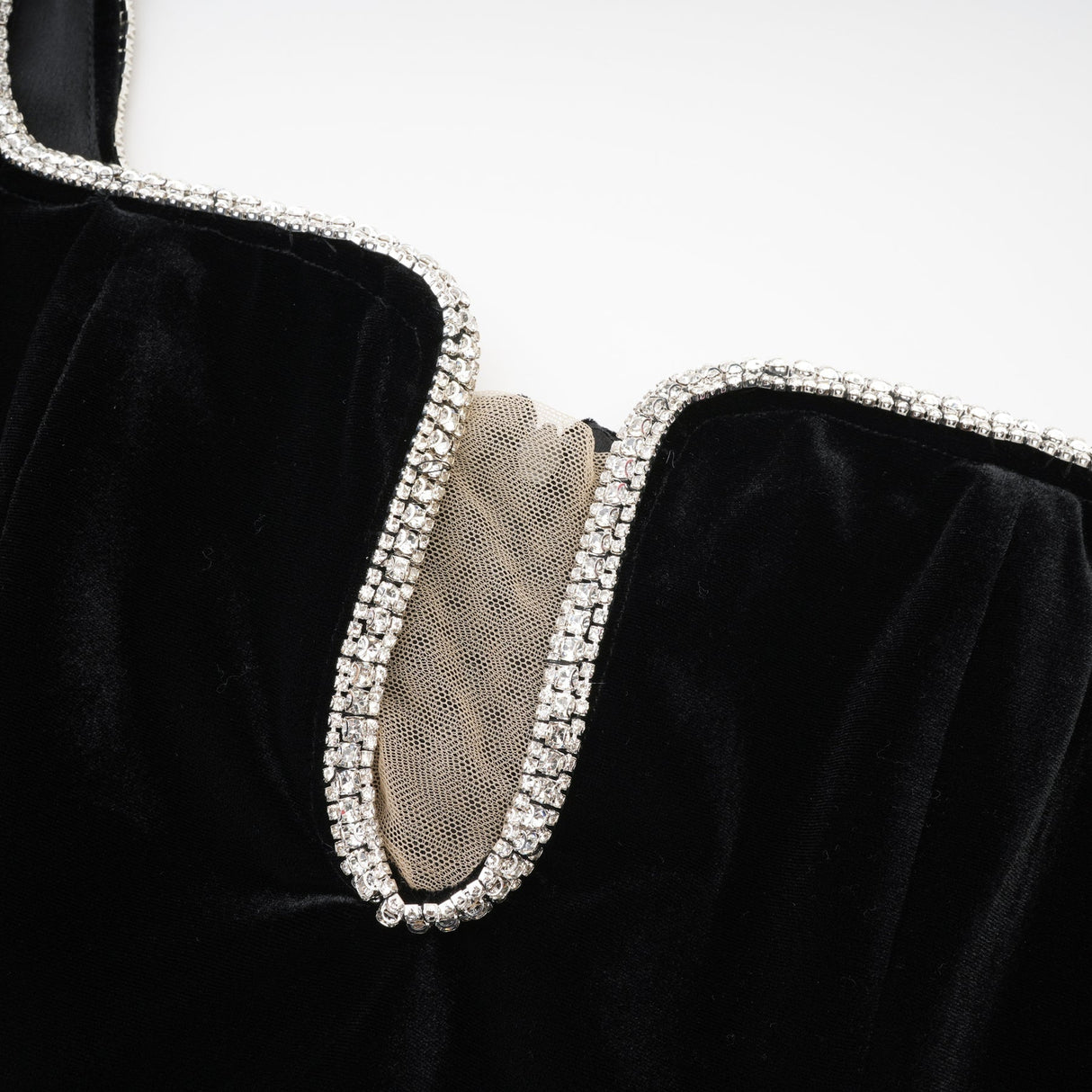 Madisyn Midi Dress Black U - neck Crystal Embellished Zip Fastening