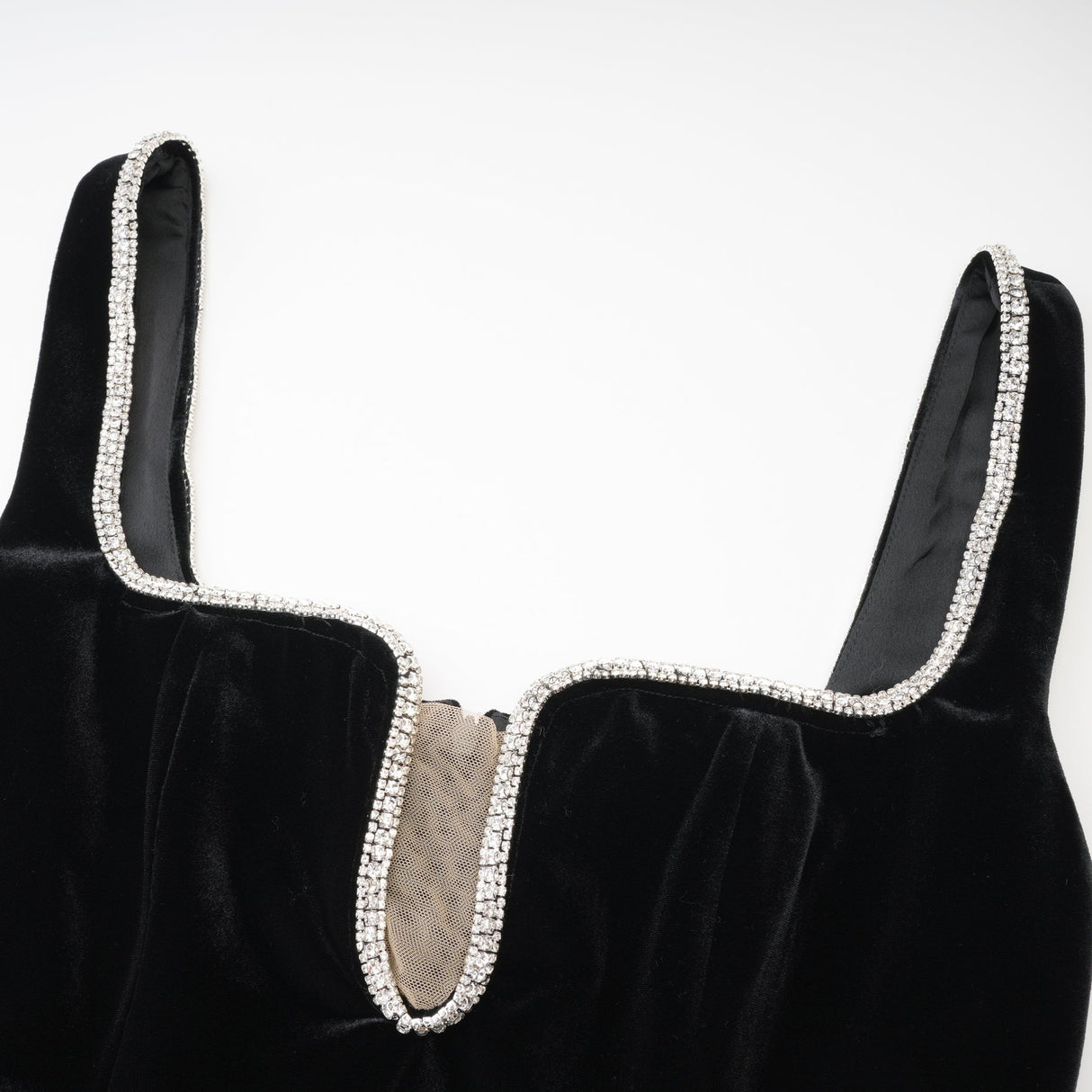 Madisyn Midi Dress Black U - neck Crystal Embellished Zip Fastening