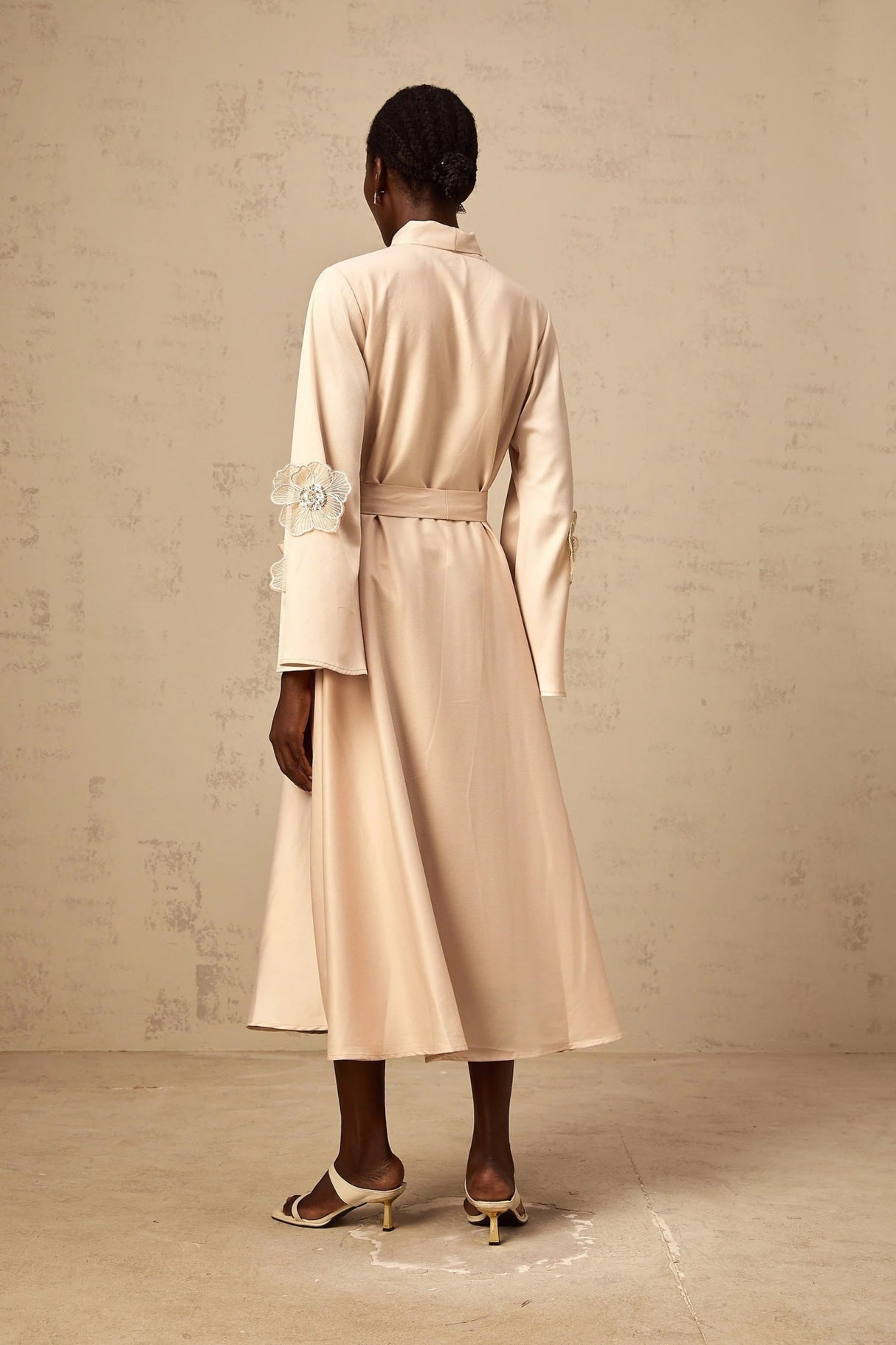 Madisyn Midi Dress Floral Appliqu Beaded Sequin A - Line Runway Fashion