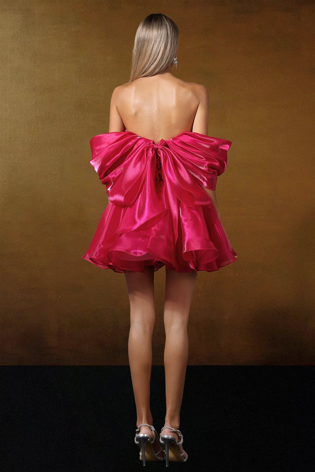 Madisyn Pink Off-Shoulder Flounce Mini Dress