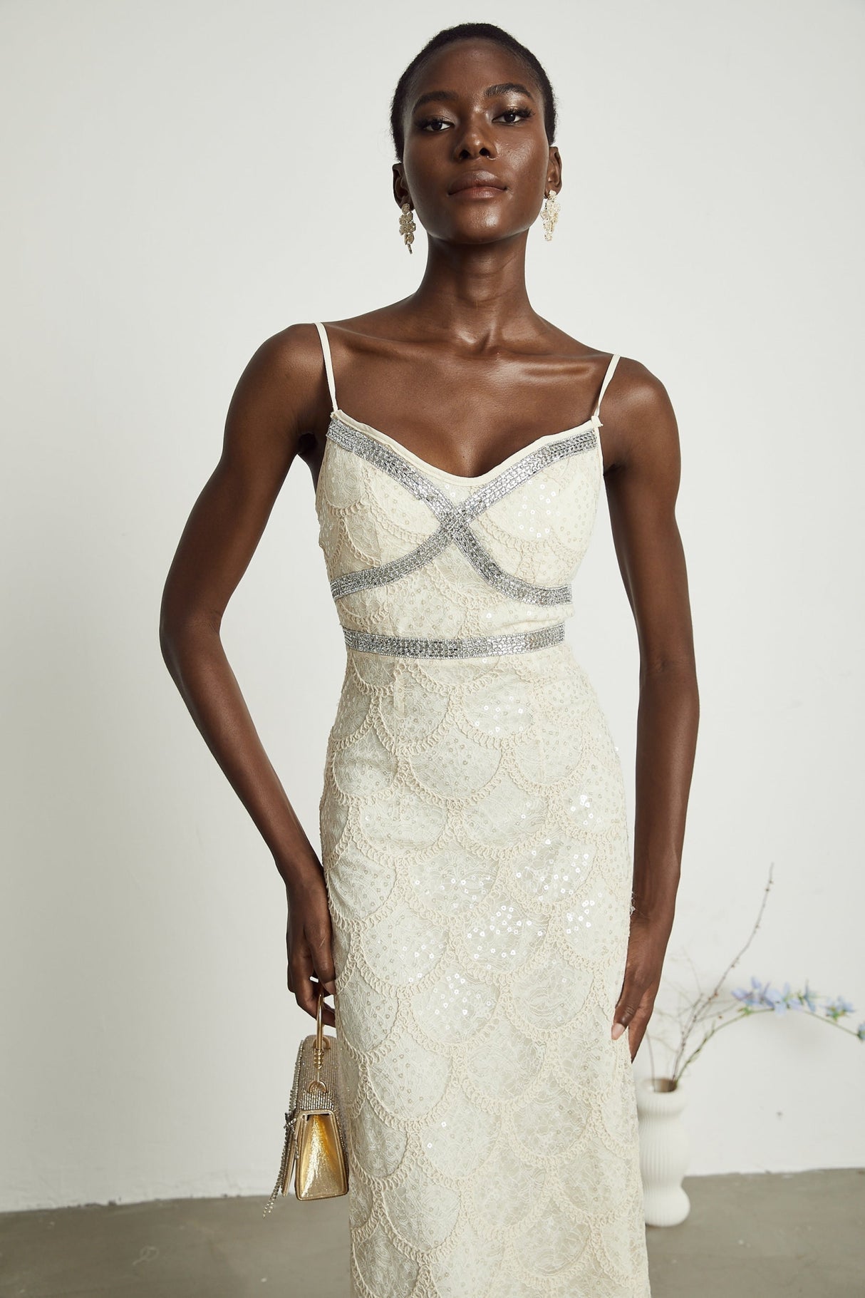 Madisyn Sleeveless V Neck Midi Dress