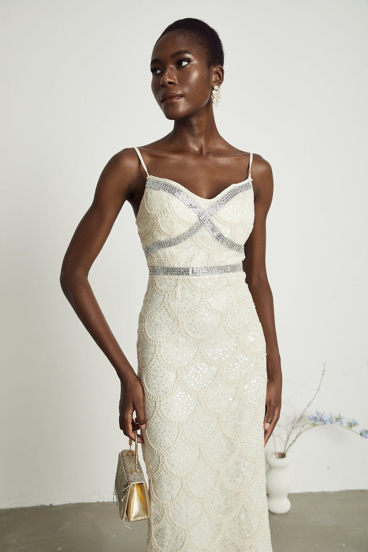 Madisyn Sleeveless V Neck Midi Dress