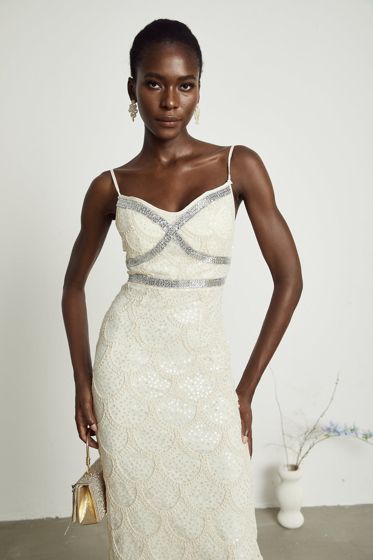 Madisyn Sleeveless V Neck Midi Dress