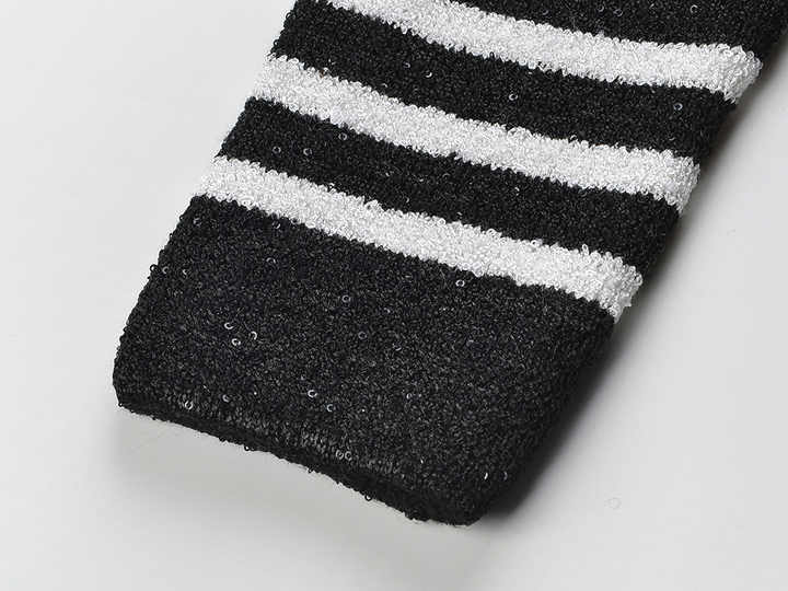 Maeve Cardigan - Fitted Silhouette - Striped Pattern - Slim Fit - Gold - Tone Buttons - Versatile Styling