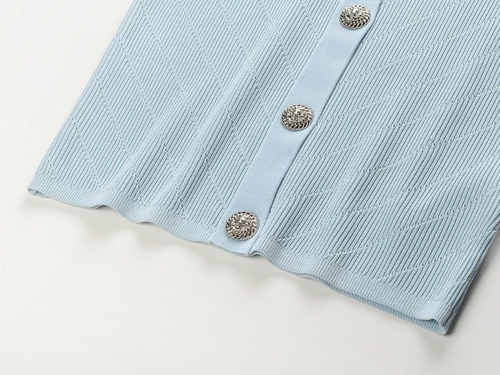 Maeve Dress - Slim Fit - Button - Front Design - Tailored Curve - Enhancing Fit - Metallic Button Accents