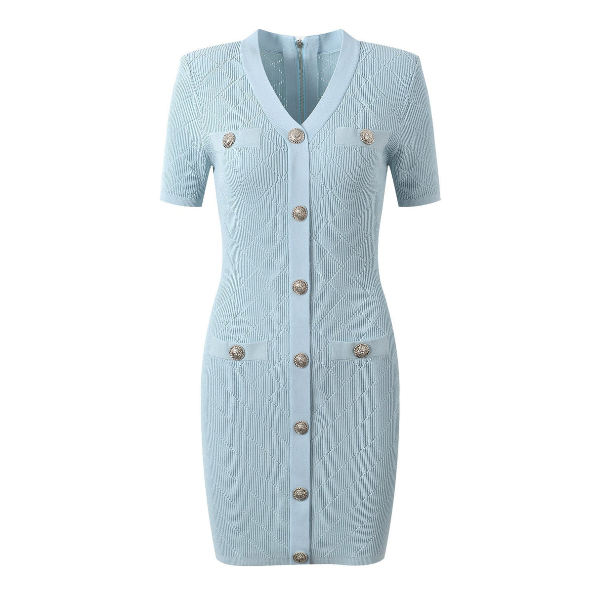 Maeve Dress - Slim Fit - Button - Front Design - Tailored Curve - Enhancing Fit - Metallic Button Accents