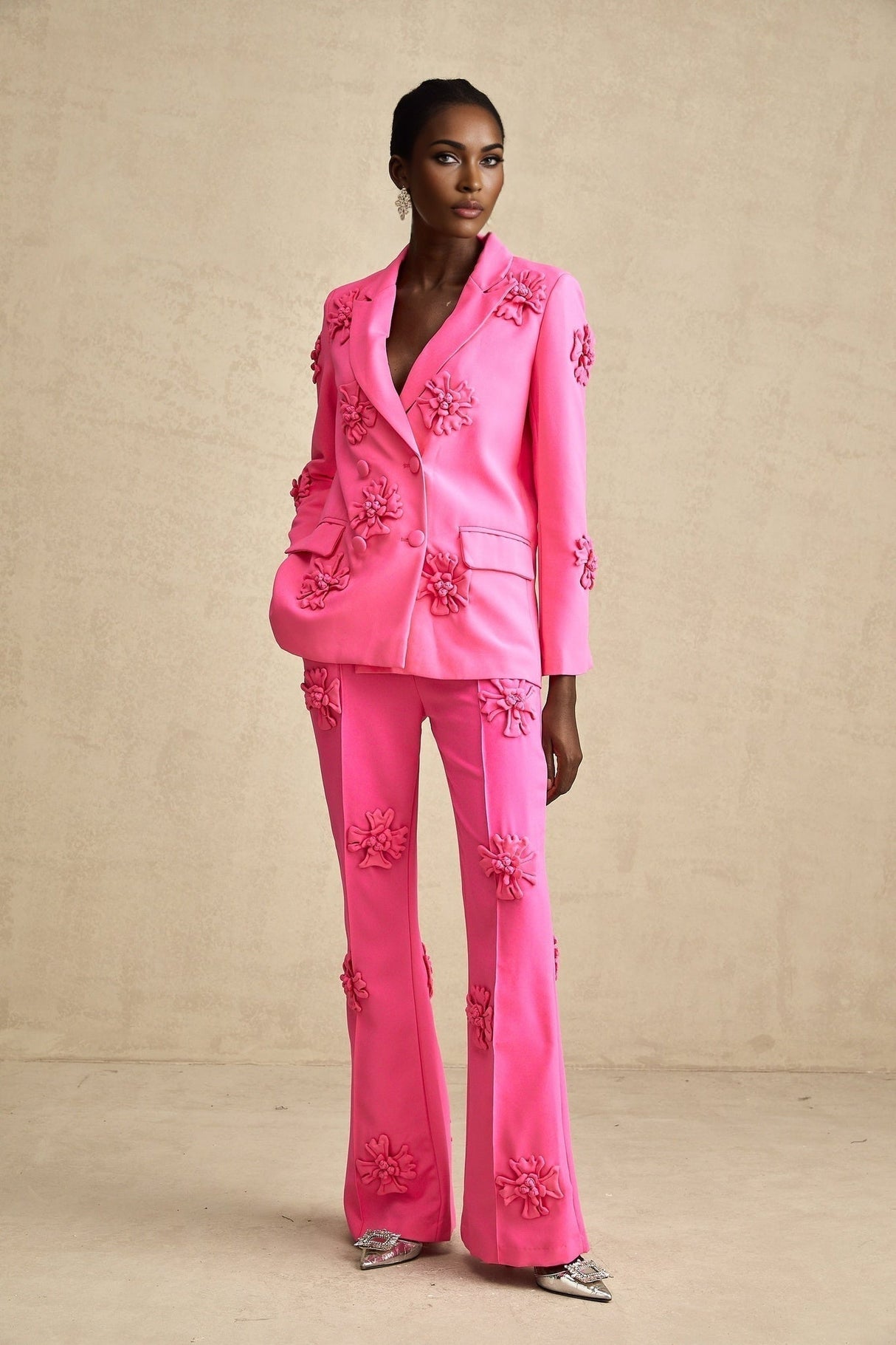 Maeve Jacket & Trousers Pink Floral Matching Set