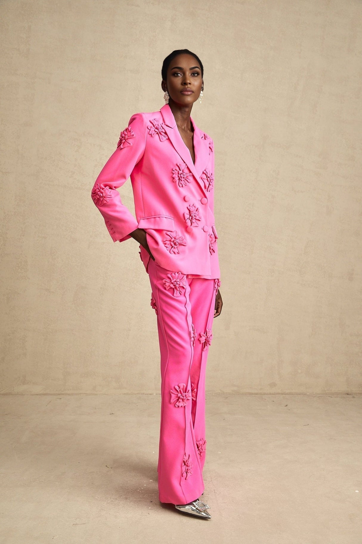 Maeve Jacket & Trousers Pink Floral Matching Set