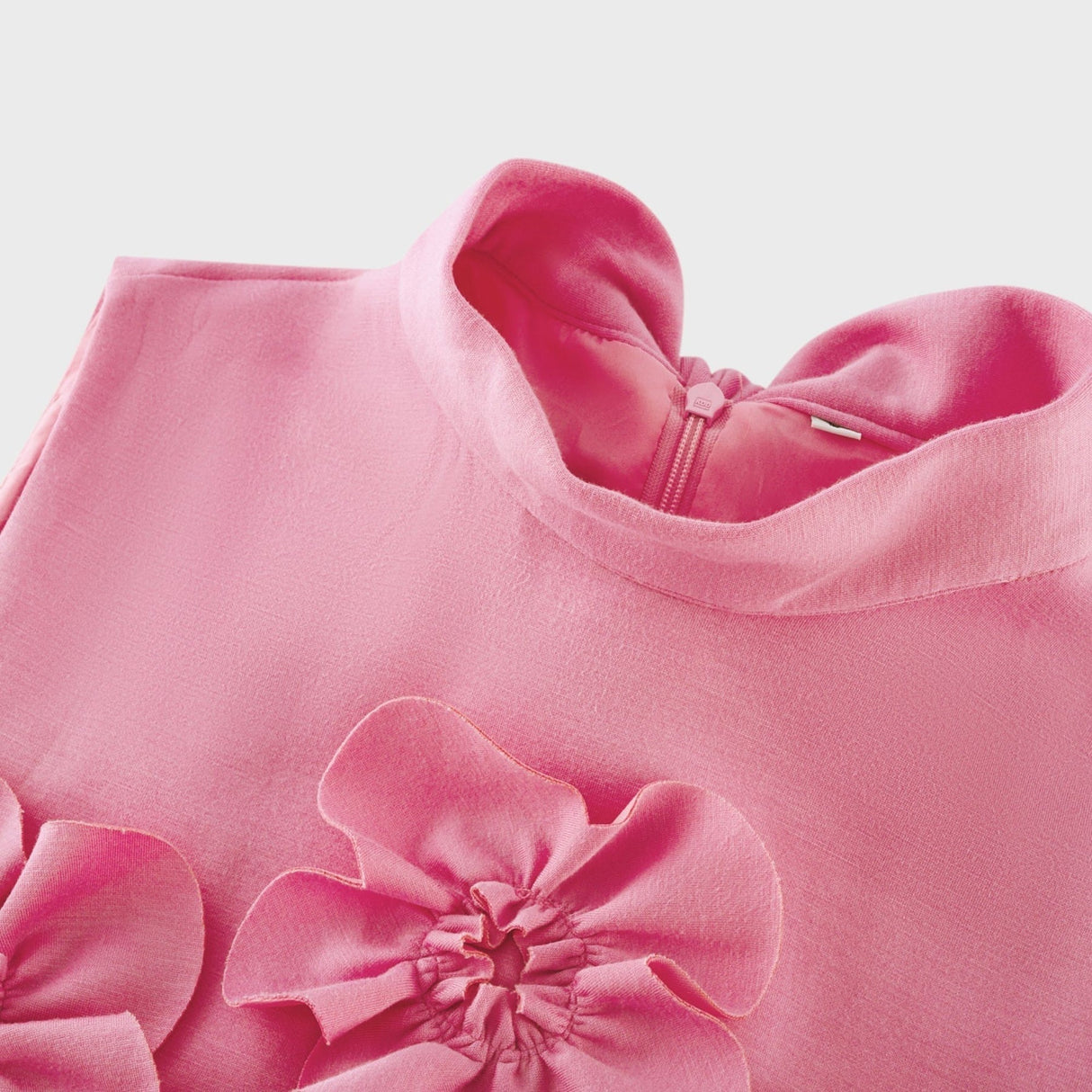 Magali Pink Sleeveless Maxi Dress With 3D Floral Appliqués and Pockets