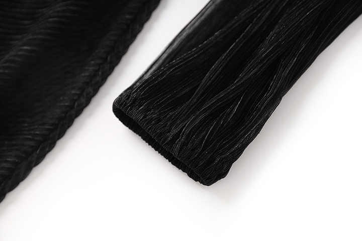 Maia Maxi Dress - Layered Design - Pleated V - neckline - Fitted Bodice - Flared Skirt - Sheer Details