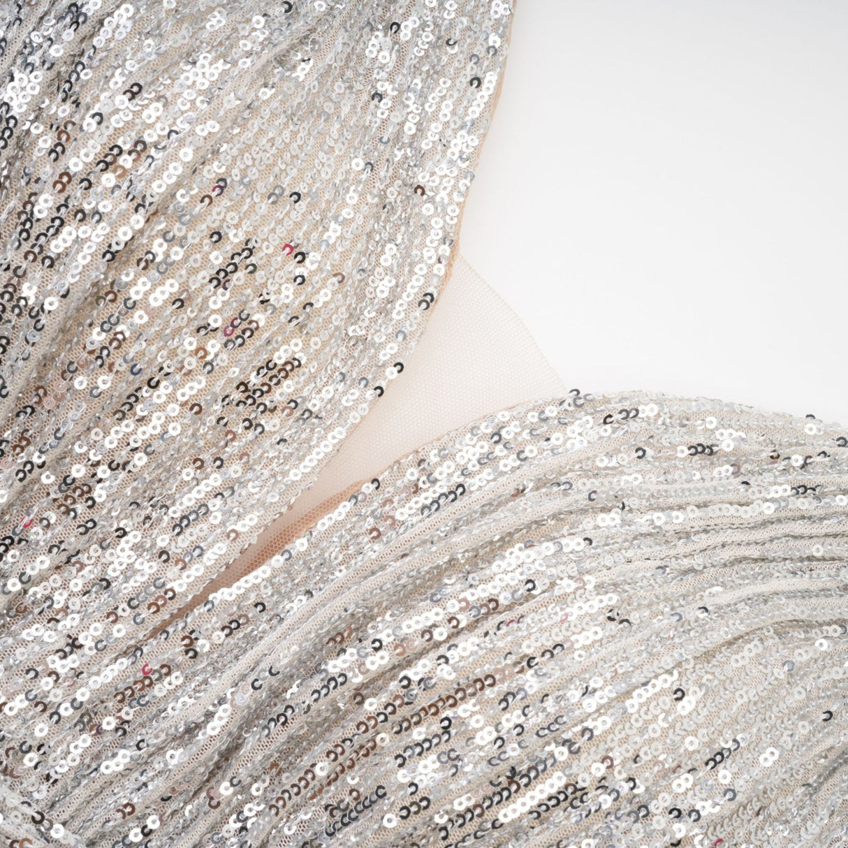 Maisie Maxi Dress in Radiant Silver with Sequin Embellishments & Cinched Waist