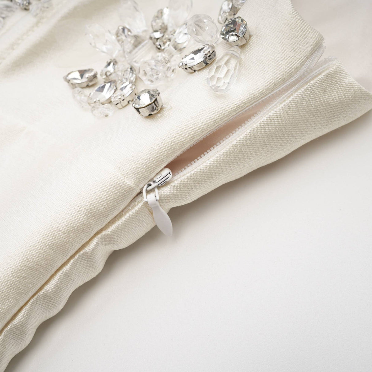 Maisie Mini Dress White Crystal Embellished Square Neck Sparkle