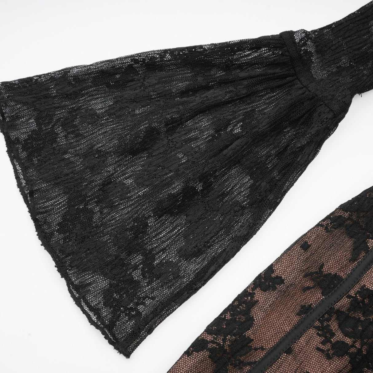 Makayla Maxi Dress - Long Sleeve Black Lace with Square Neck and Flared Cuffs