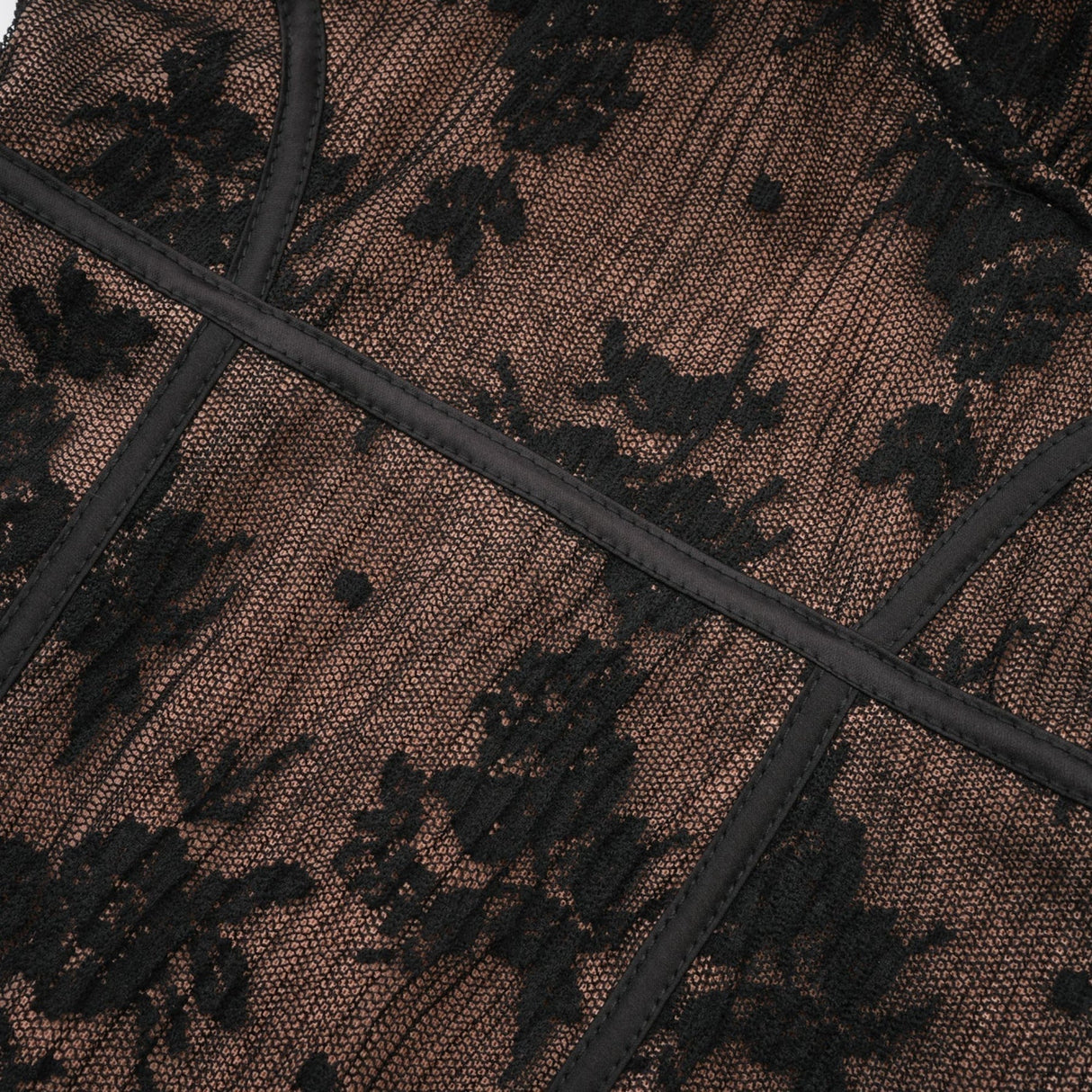 Makayla Maxi Dress - Long Sleeve Black Lace with Square Neck and Flared Cuffs