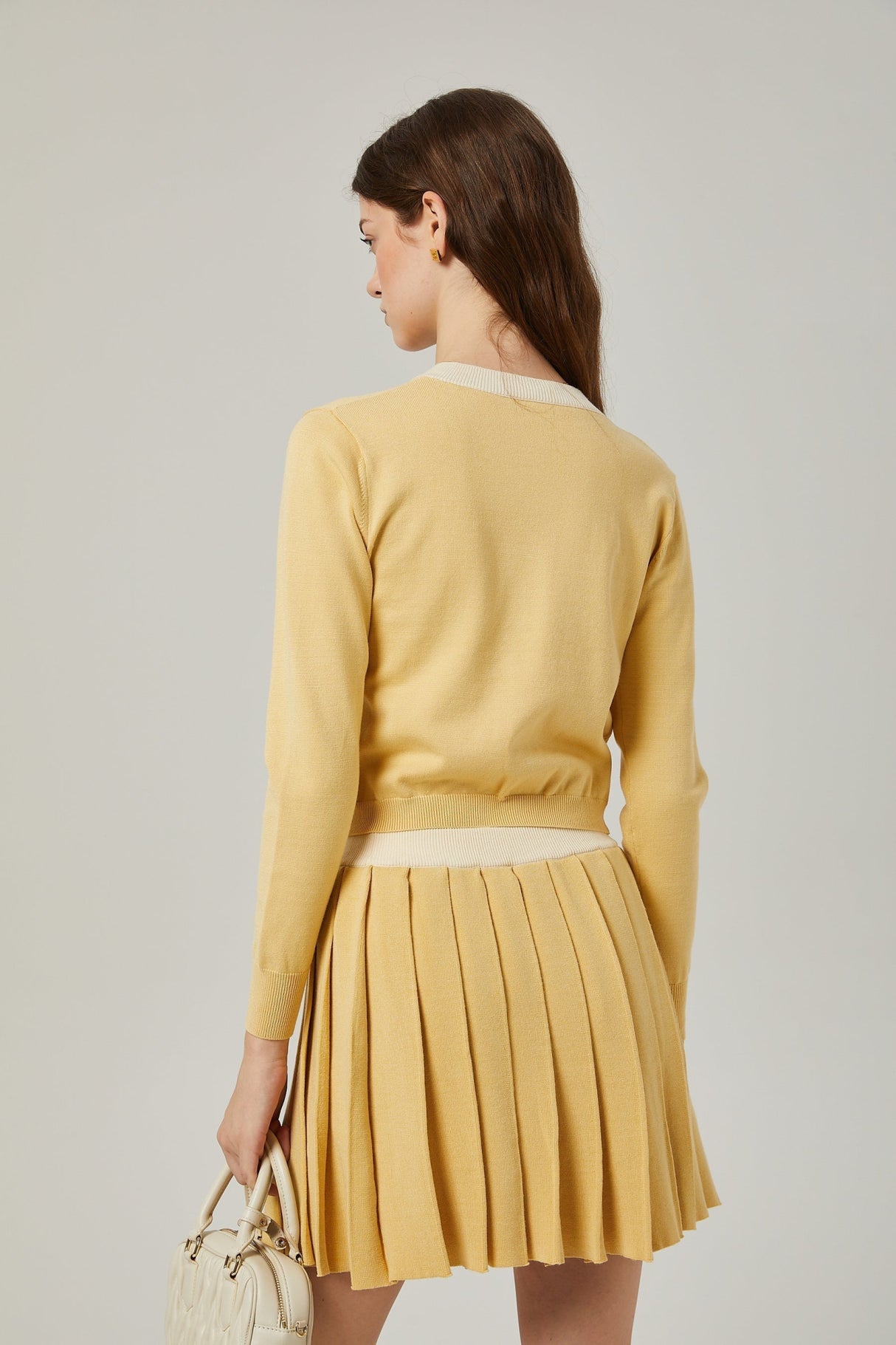 Malaya Cardigan & Skirt Yellow Wool Set