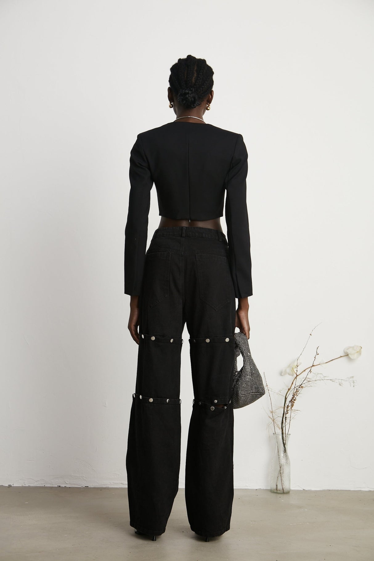 Malaya Jeans Black Buttoned Wide Leg