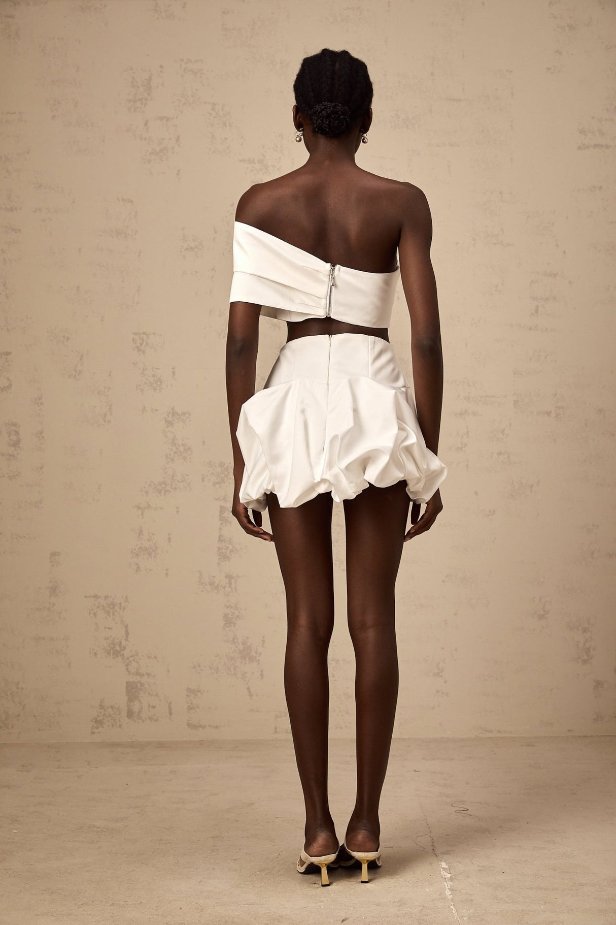 Malaya Skirt & Top Set White Floral Pleated Matching Kit