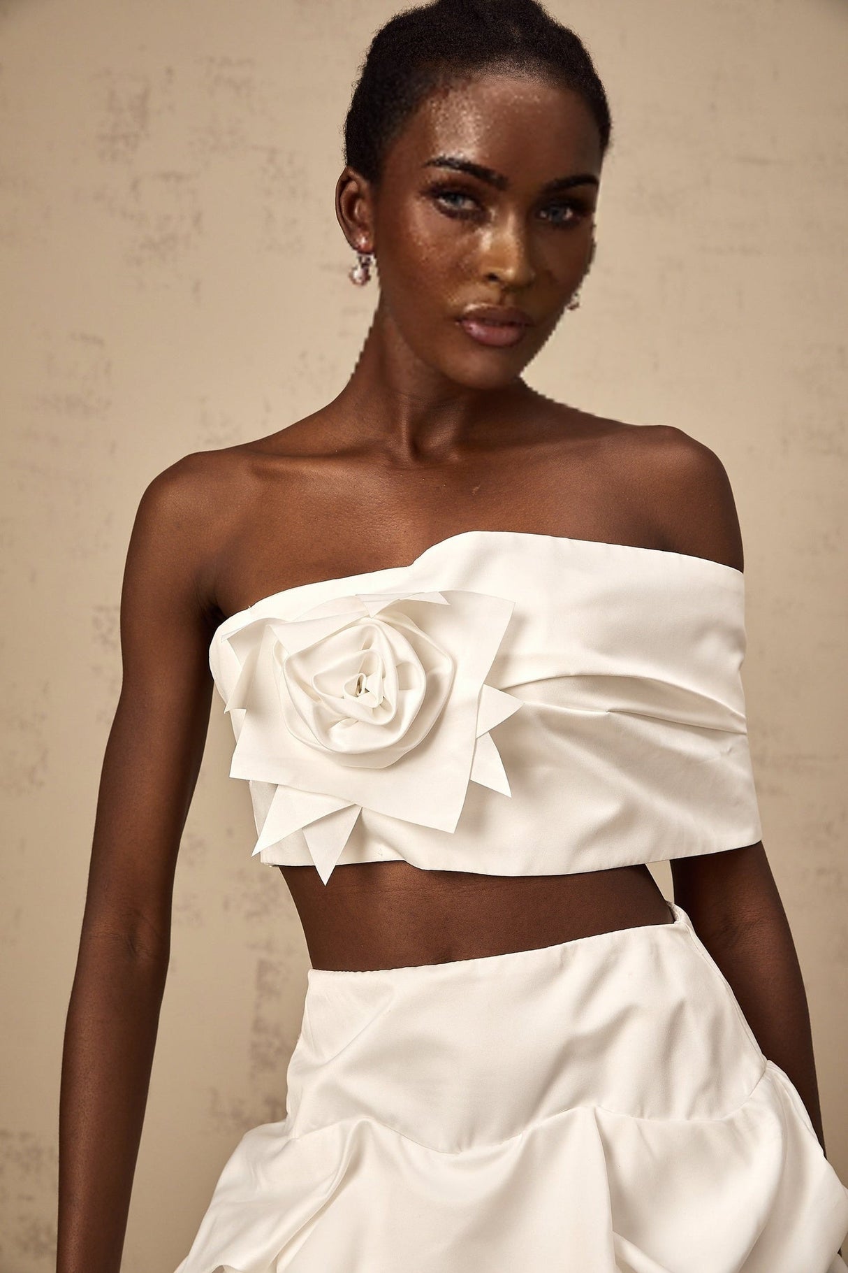 Malaya Skirt & Top Set White Floral Pleated Matching Kit