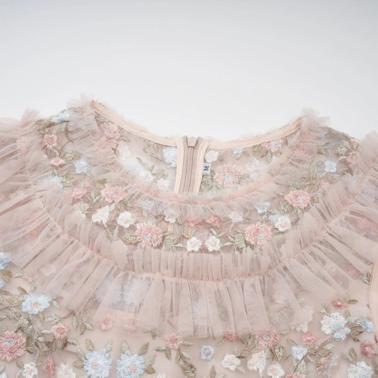 Malia Midi Dress Floral - Embroidered Tiered Ruffle & Back Zipper