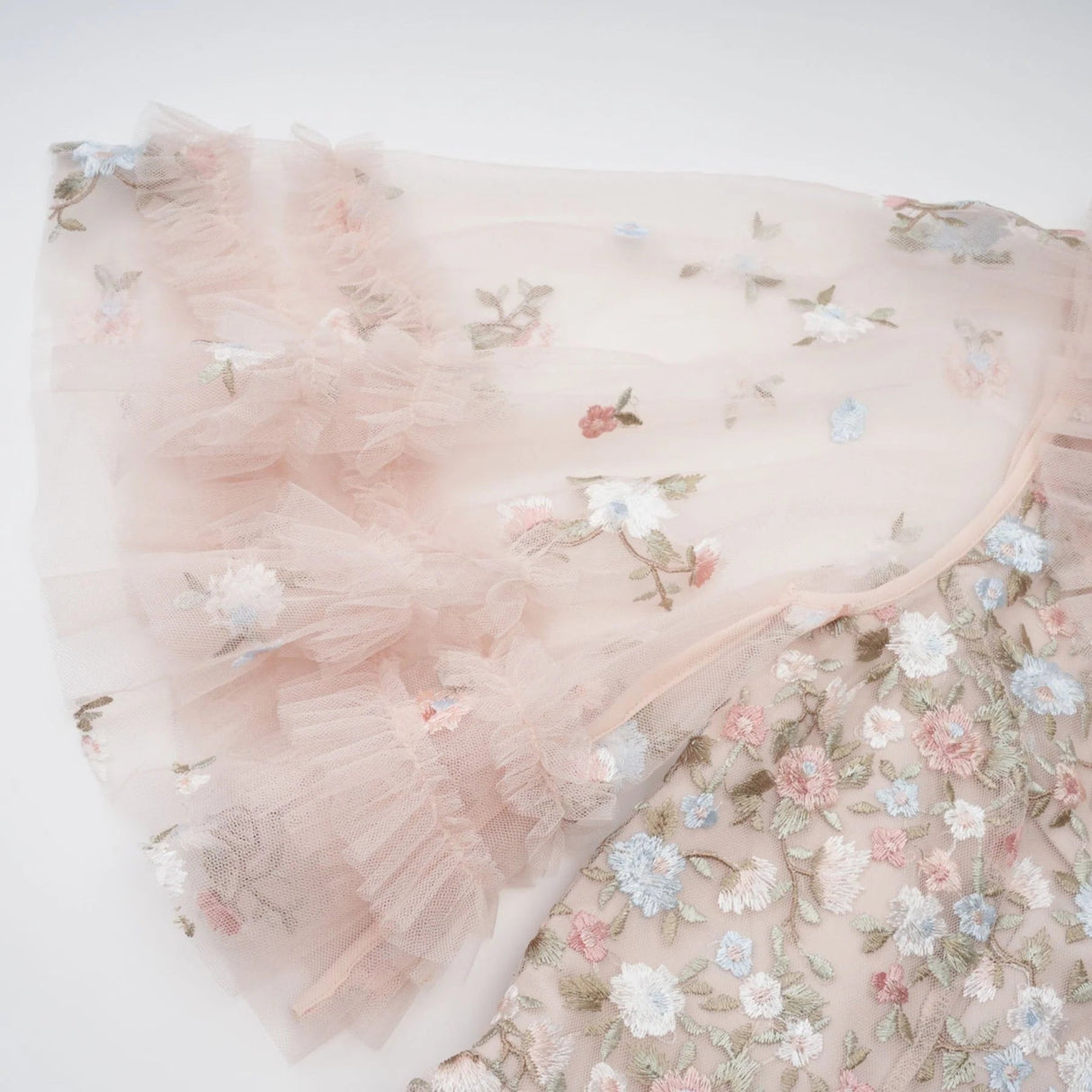 Malia Midi Dress Floral - Embroidered Tiered Ruffle & Back Zipper