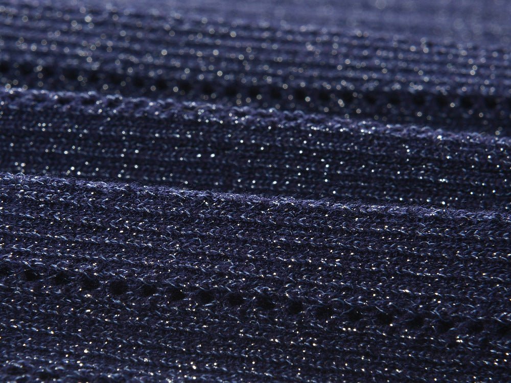 Malia Ribbed V - Neck Top – Shimmer Detail – Decorative Buttons – Fitted Knit Design