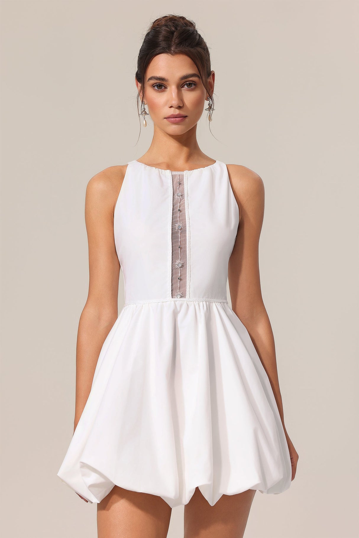 Malia White Sleeveless Hollow Out Dress