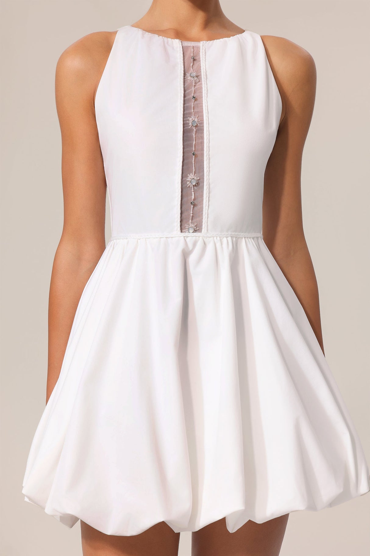 Malia White Sleeveless Hollow Out Dress for Women