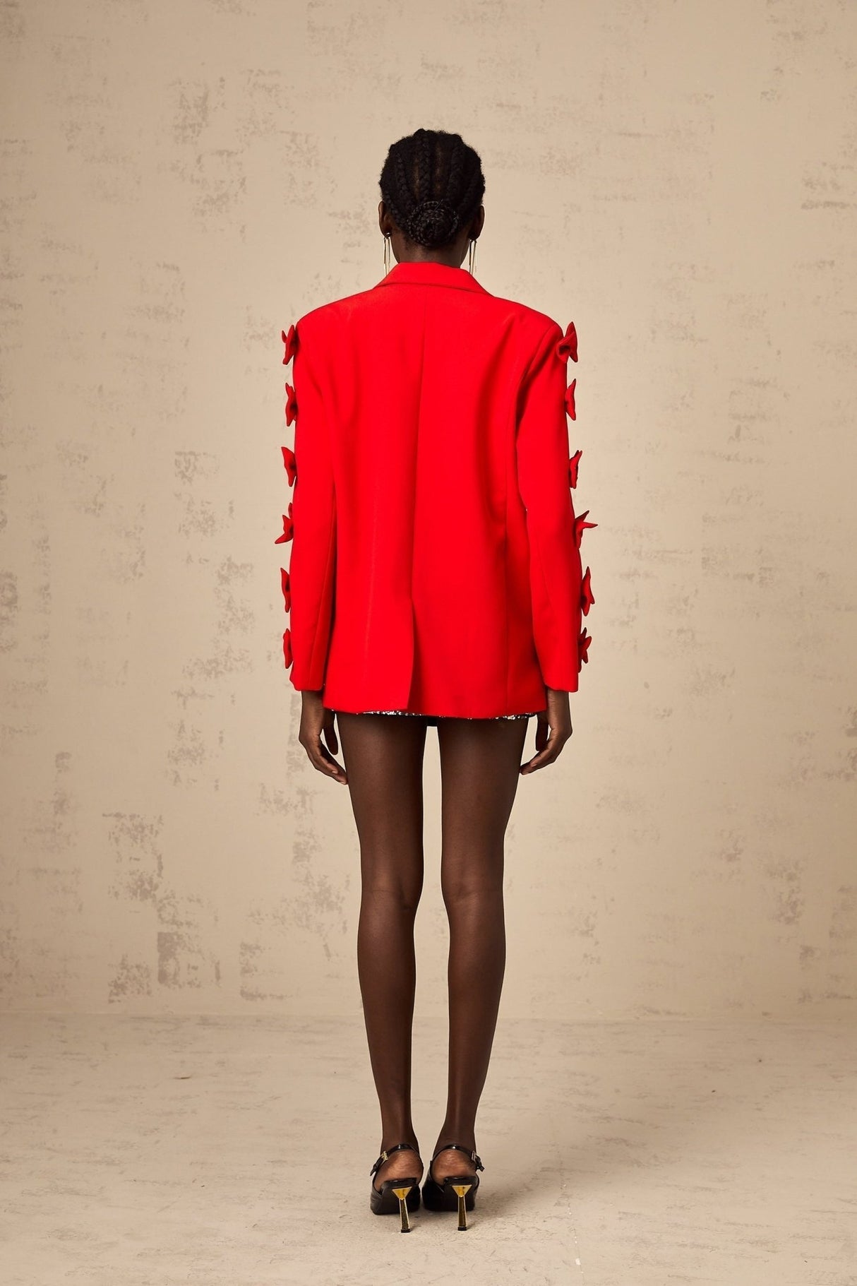 Malina Blazer Malina Red Bowknot Cut Out Peak Lapel Blazer