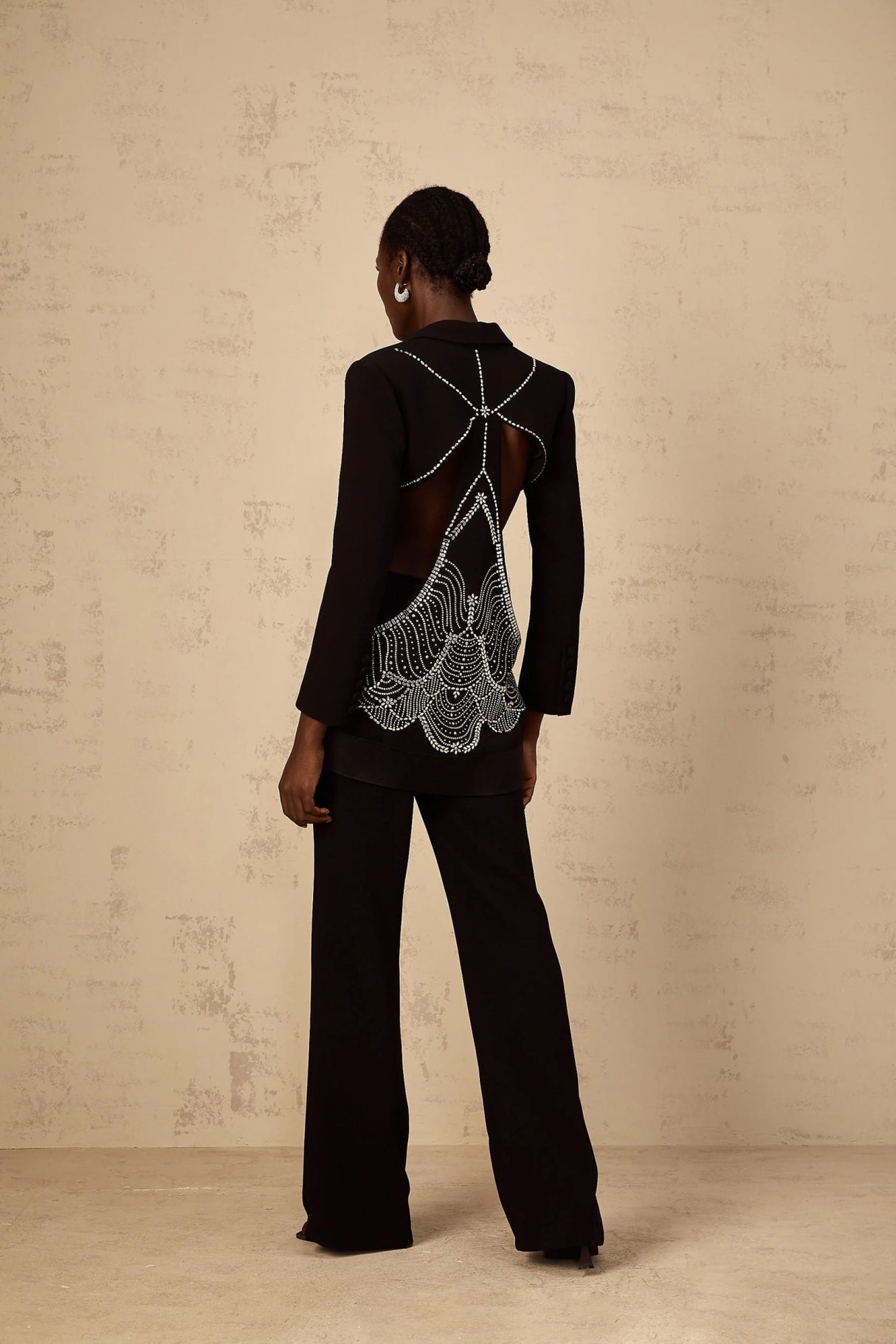 Mallory Blazer & Trousers Set Embellished Cut - Out & Wide Leg