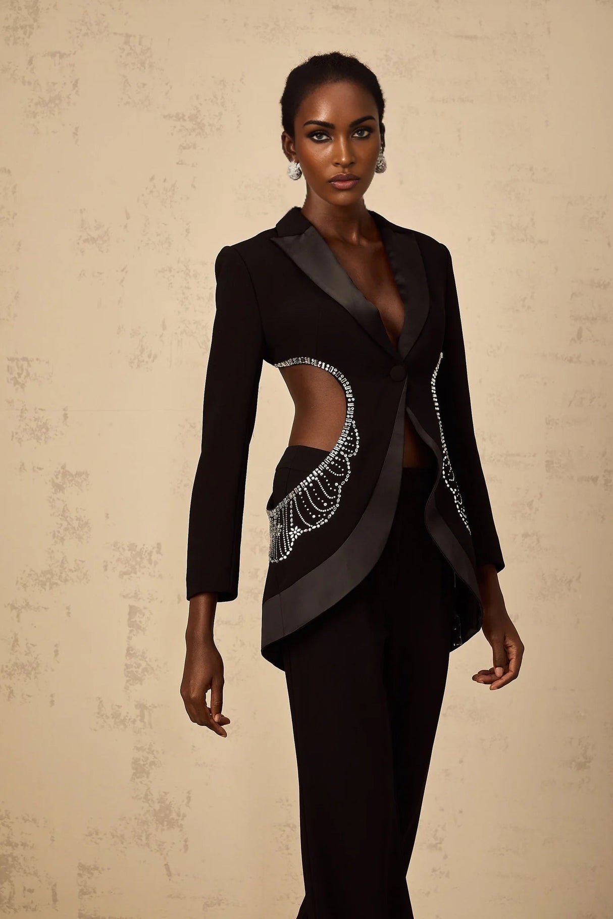 Mallory Blazer & Trousers Set Embellished Cut - Out & Wide Leg