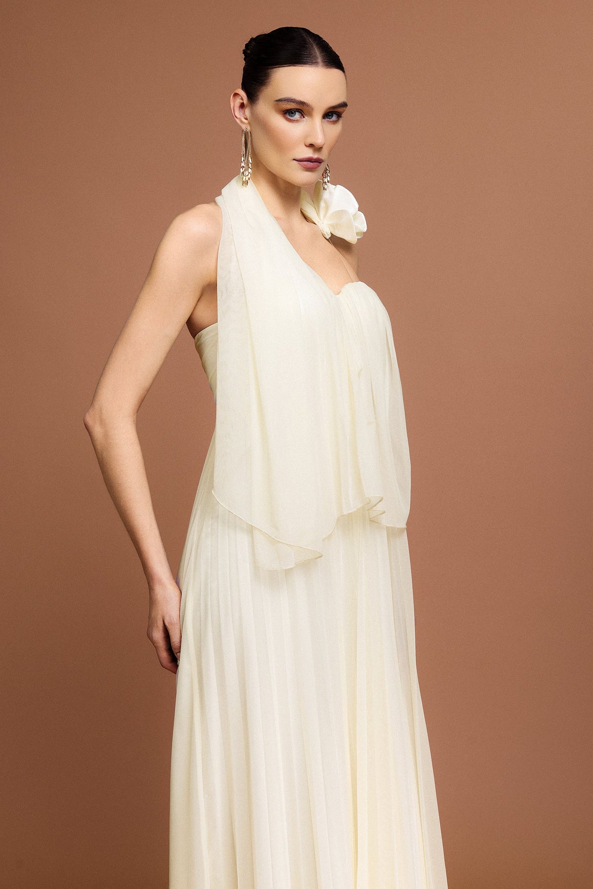 Margaret Ivory Strapless Pleated Dress for Formal Occasions and Summer Weddings