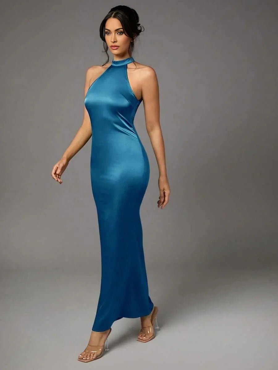 Margherita Maxi Dress - Slim Fit - Mermaid Hem Shaped - Asymmetrical Neckline - Sleeveless Design - Slight Stretch Fabric Elasticity