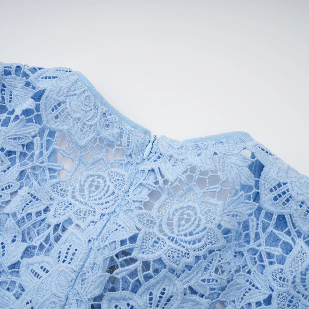 Margherita Mini Dress Blue Floral Appliqu Ruffled & Belted