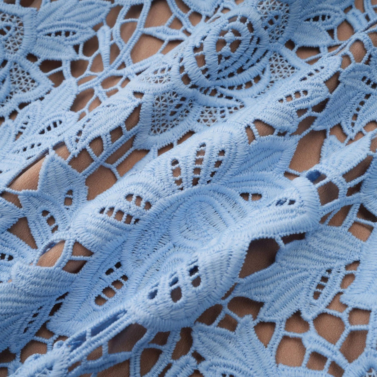 Margherita Mini Dress Blue Floral Appliqu Ruffled & Belted