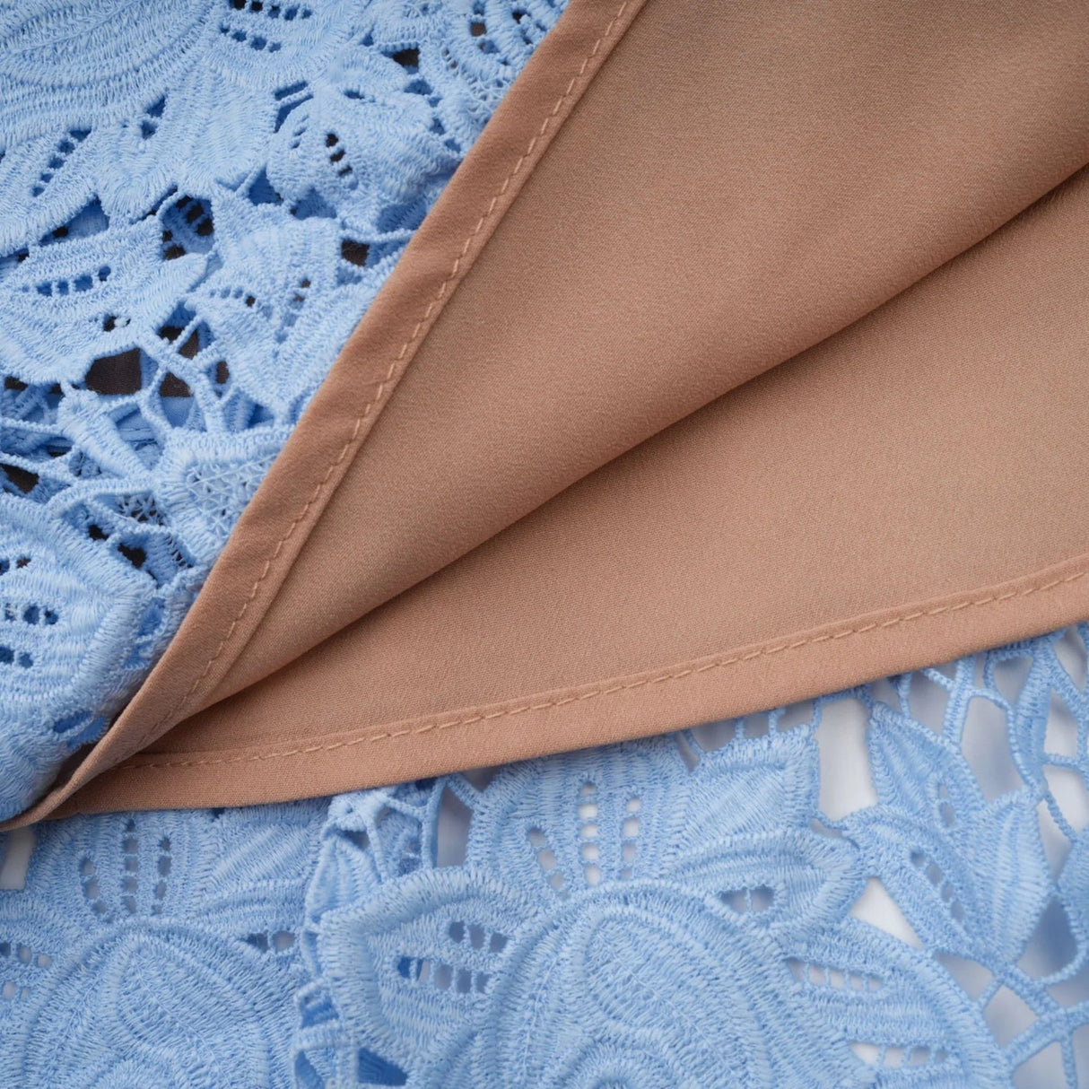 Margherita Mini Dress Blue Floral Appliqu Ruffled & Belted